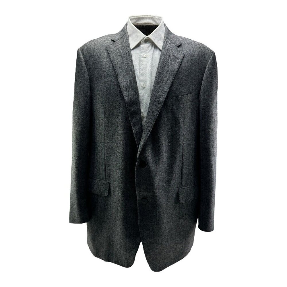Samuelsohn Gray Herringbone Super 110 Wool SB Gable Blazer Mens Size 48L - Picture 1 of 5